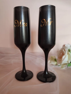 Свадебные бокалы для молодоженов. Черный