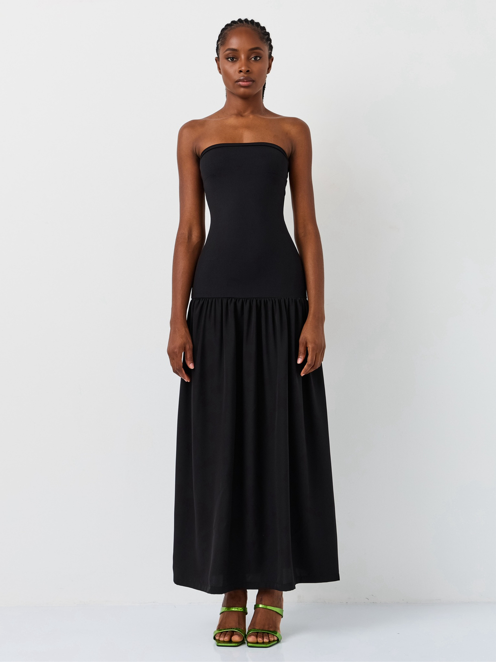 Платье длинное с заниженной талией