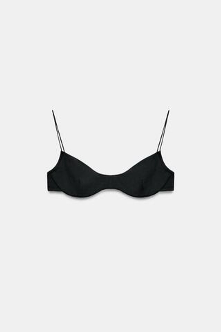 ZARA ОДНОТОННЫЙ ТОП-БИКИНИ НА КОСТОЧКАХ, ЧЕРНЫЙ