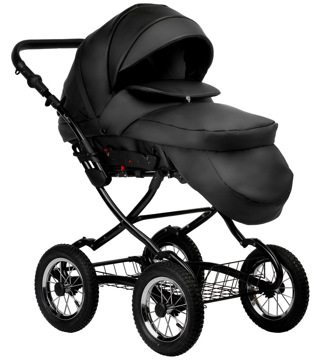 Детская коляска Indigo Barbara Eco Classic 3 в 1 с автокреслом Avionaut Cosmo Black Be03 черная кожа