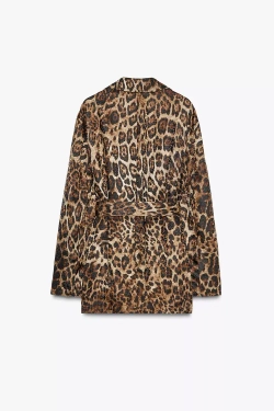 ZARA ЖАККАРДОВЫЙ БЛЕЙЗЕР С АНИМАЛИСТИЧЕСКИМ ПРИНТОМ — ZW COLLECTION, ЛЕОПАРДОВЫЙ