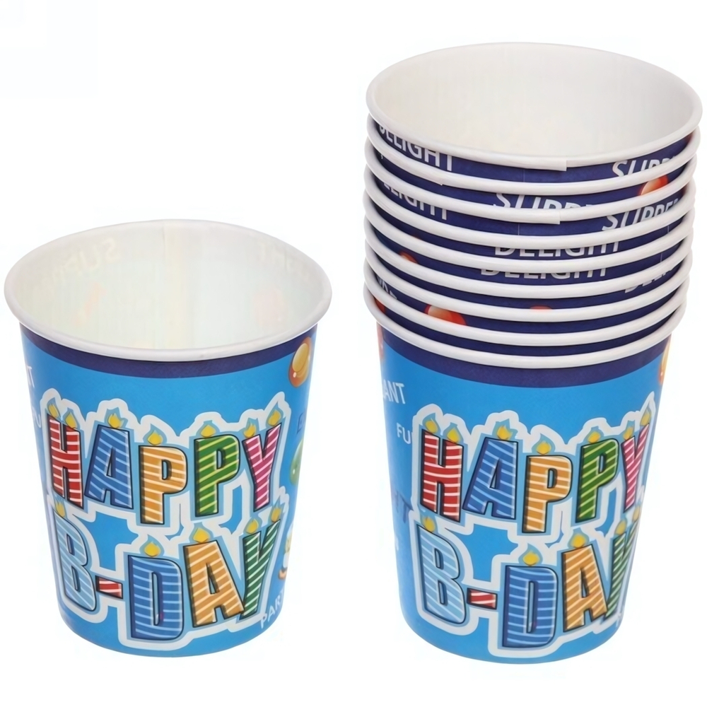 Стакан бумажный 0,2л в наборе 10 шт «День рождения» Свечки