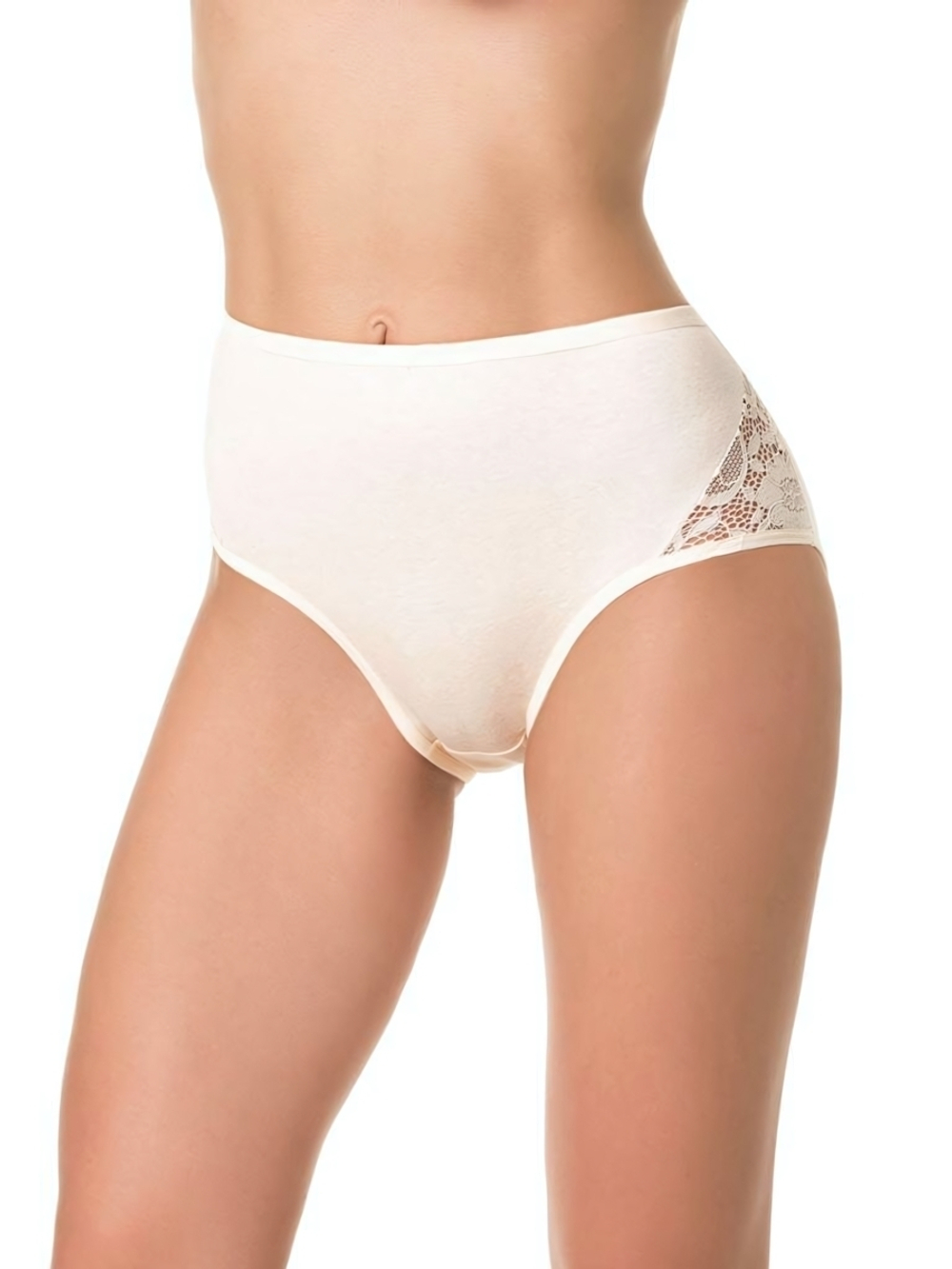 Высокие трусики с кружевными вставками на передней части (Размер: 4X) (Цвет: грязно-розовый)