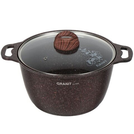 Кастрюля алюминий, антиприг, 6 л, с крыш, Kukmara, Granit Ultra, кга62а, красн