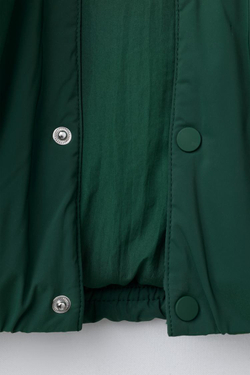 ZARA БОМБЕР С ОТСТЕГИВАЮЩИМСЯ ФЛИСОВЫМ КАПЮШОНОМ WATER REPELLENT, ЗЕЛЕНЫЙ