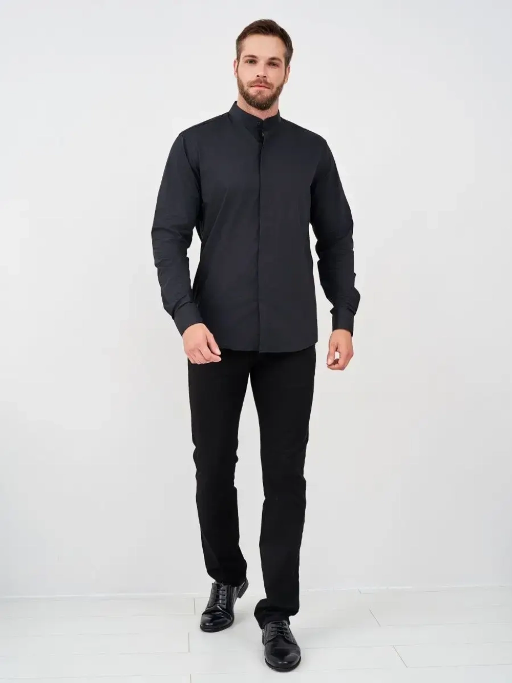 Рубашка без воротника приталенная SLIM FIT