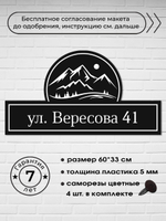 Адресная табличка с горами, 60х33 см.