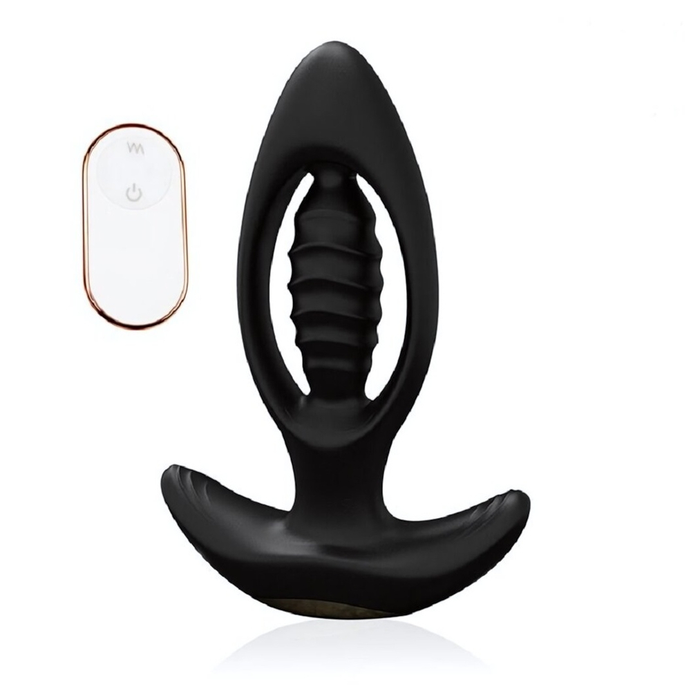 Анальный вибромассажёр Premium с пультом ДУ 12,6 см