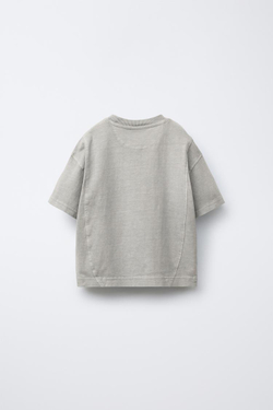 ZARA ФУТБОЛКА GARMENT DYE С ВЫШИТЫМ ЛОГОТИПОМ, БЕЖЕВЫЙ