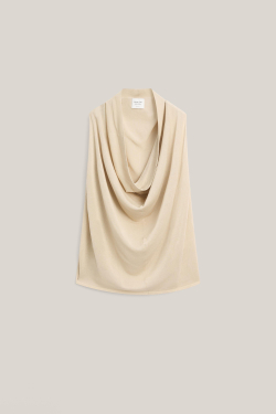 Massimo Dutti Блузка с V-образным вырезом из смесовой шелковой ткани - Limited Edition, песочный