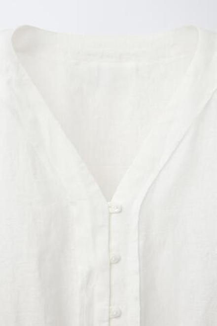 ZARA БЛУЗА ИЗ 100% ЛЬНА, СВЕТЛЫЙ ЭКРЮ