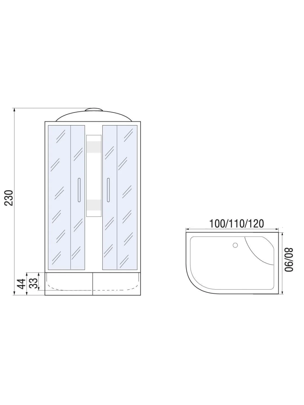 Душевая кабина River Nara XL 100x80x44 MT R 10000006215 c поддоном