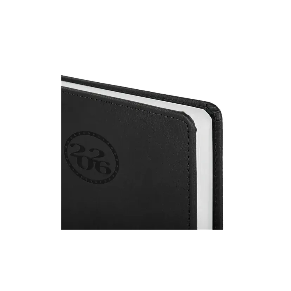 Ежедневник А-5 2026 BRAUBERG Favorite, под кожу, черный, 117037