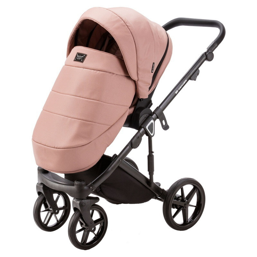 Детская коляска Adamex Marco 2 в 1 GA04 (Т. РОЗОВ РОГОЖКА+ РОЗОВ ПЕРЛ КОЖ. ОТДЕЛКА)