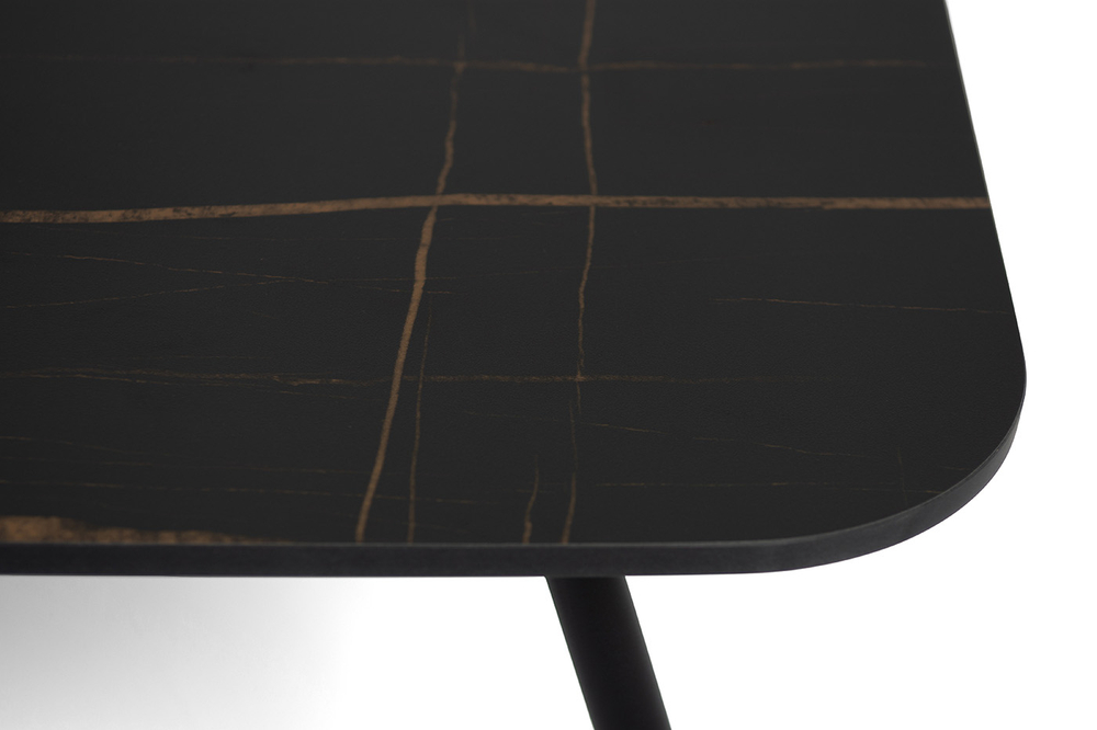 "Верона" журнальный стол из HPL 120х65, H40, каркас черный муар, цвет столешницы "черный мрамор"