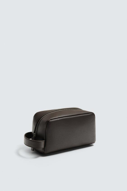 ZARA НЕСЕССЕР С ТЕКСТУРОЙ, КОРИЧНЕВЫЙ