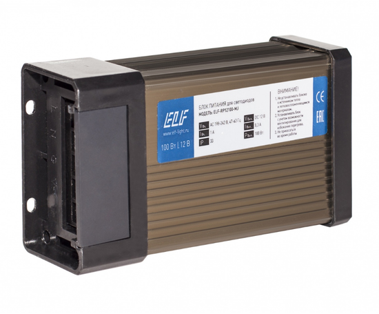 Блок питания ELF уличный дождезащитный 12V, IP43, 100W