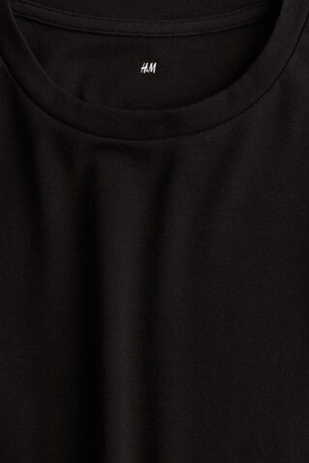 H&M Платье из джерси с короткими рукавами, черный