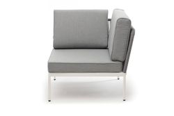 "Канны" угловой модуль плетеный из роупа, каркас алюминий светло-серый (RAL7035) шагрень, роуп серый круглый, ткань серая 017