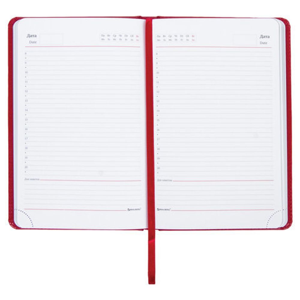 Ежедневник недатированный А5 138х213 мм BRAUBERG "Rainbow" под кожу, 136 л., красный, 111667