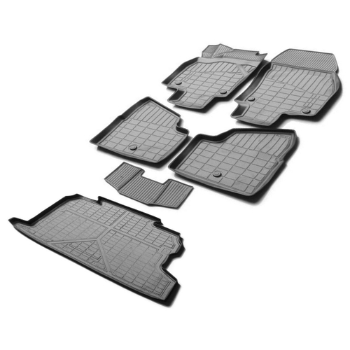 Коврики в салон и багажник автомобиля (комплект) Rival для Opel Astra H рестайлинг седан 2006-2011, полиуретан, с крепежом, 6 частей, K14202004-2