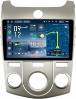 Магнитола для KIA Cerato 2 2008-2013 (кондиционер, рамка серебро) - Teyes CC4-PRO монитор 9.5" 2K QLED на Android 13, Snapdragon 778G, AI, CarPlay, DSP, 4G SIM-слот