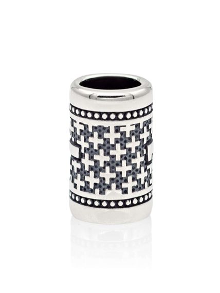 Фото шарм цифра 1 из серебра на белом фоне сбоку