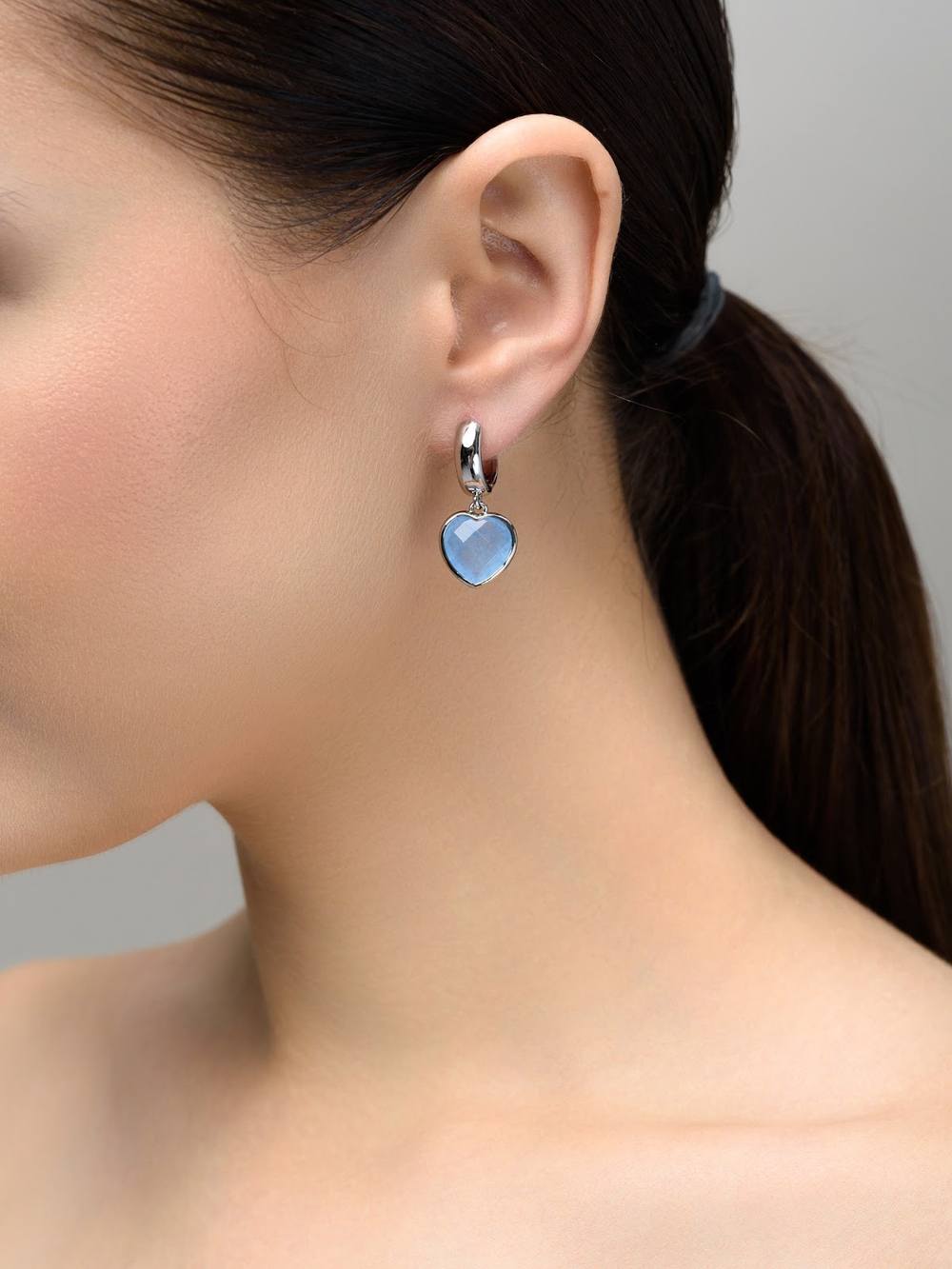 Серьги "Amour" silver с голубым агатом