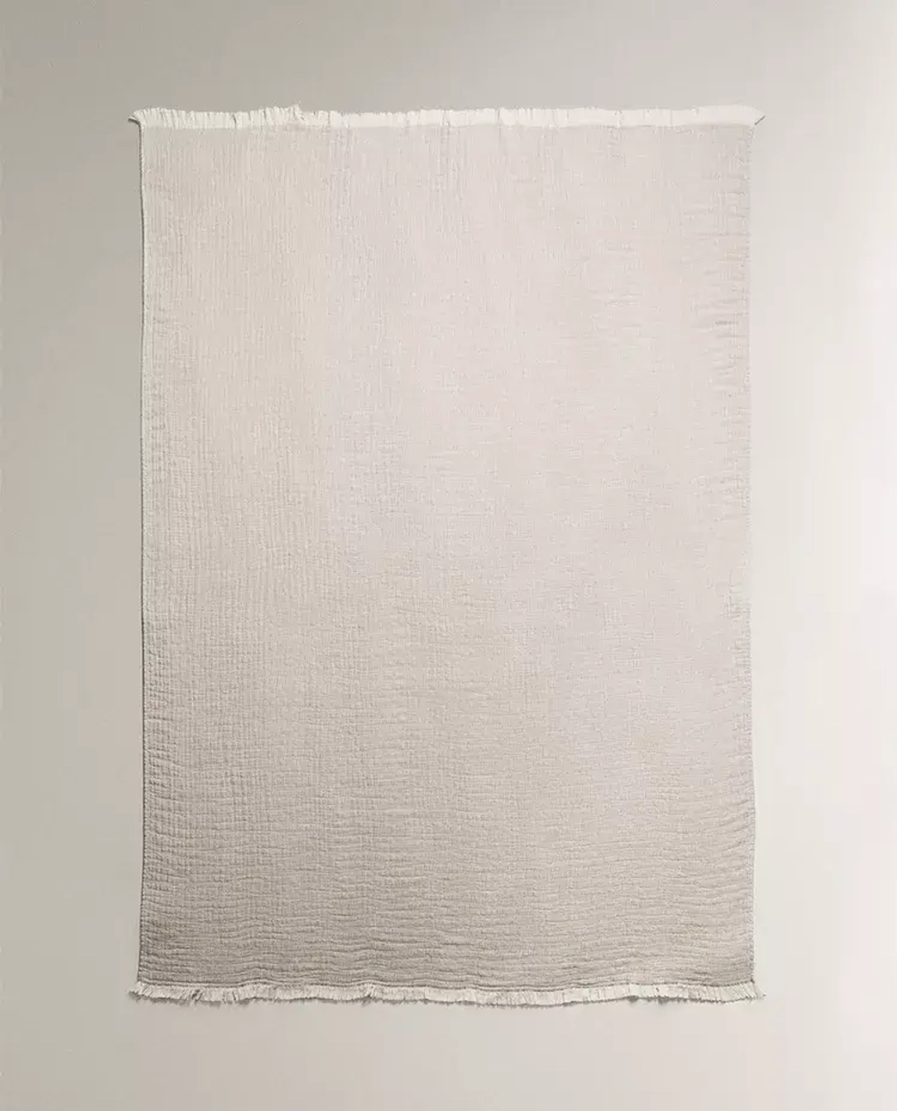 ZARA HOME ОДНОТОННЫЙ ПЛЕД ИЗ ХЛОПКА, БЕЖЕВЫЙ