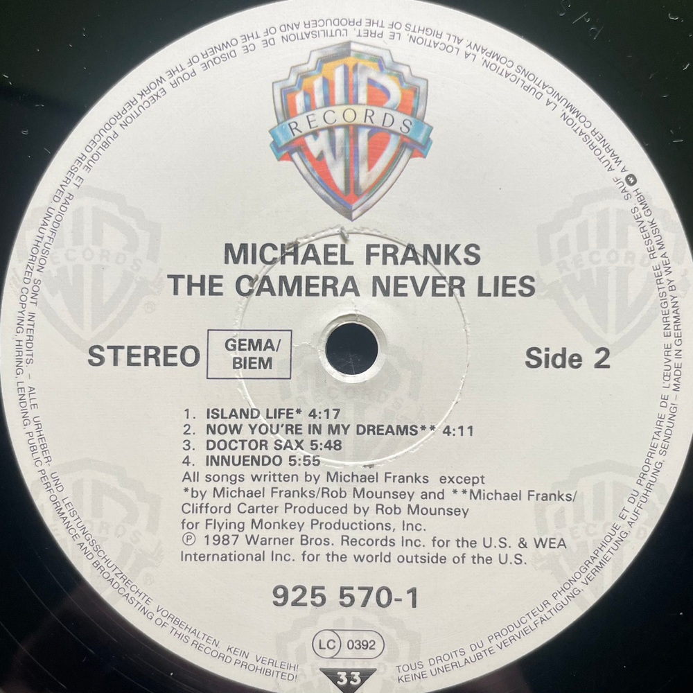 Michael Franks - The Camera Never Lies (Германия 1987г.)