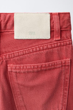 ZARA ДЖИНСЫ WIDE LEG, КРАСНЫЙ