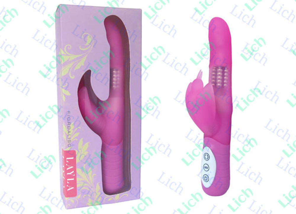Розовый ротатор со стимуляцией клитора Layla Fiordaliso