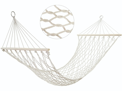 Гамак-сетка (хлопок) 200*80см с деревянной планкой Ham-20