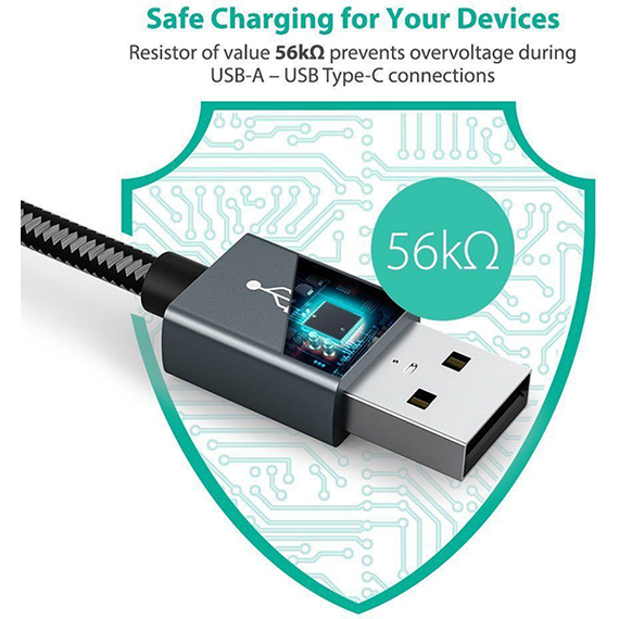 Кабель RAVPower USB-C to USB/USB-C 60W 1.8м (RP-TPC006) Black