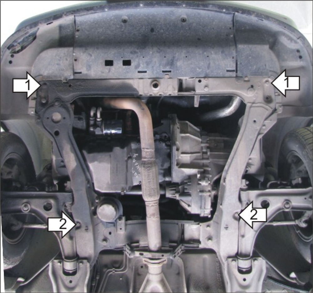Защита картера Двигателя, КПП. 2 мм, Сталь. для Saab 9000 1985-1998 MOTODOR.01807
