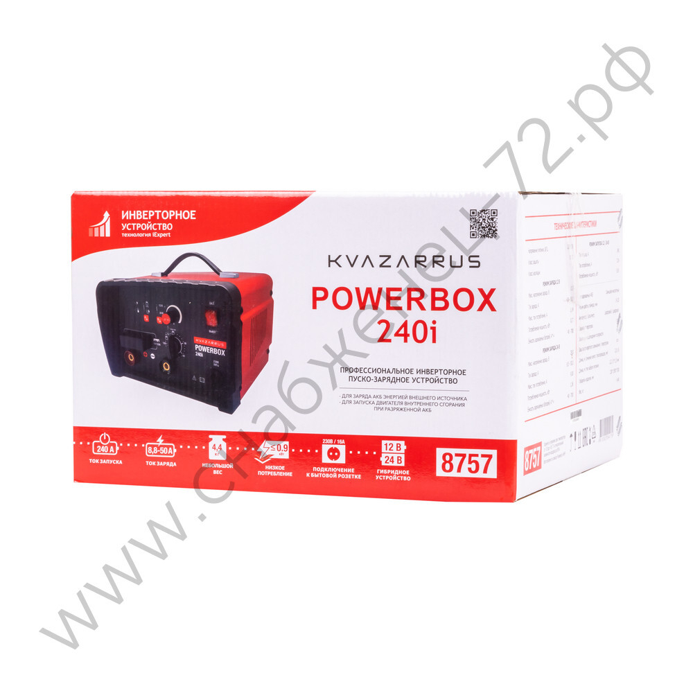 Инверторное пуско-зарядное устройство KVAZARRUS PowerBox 240i, таймер, цветная коробка