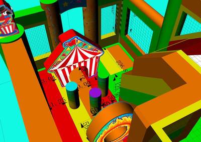 Коммерческий надувной батут "Русский цирк" с крышей, 6x4x4 м