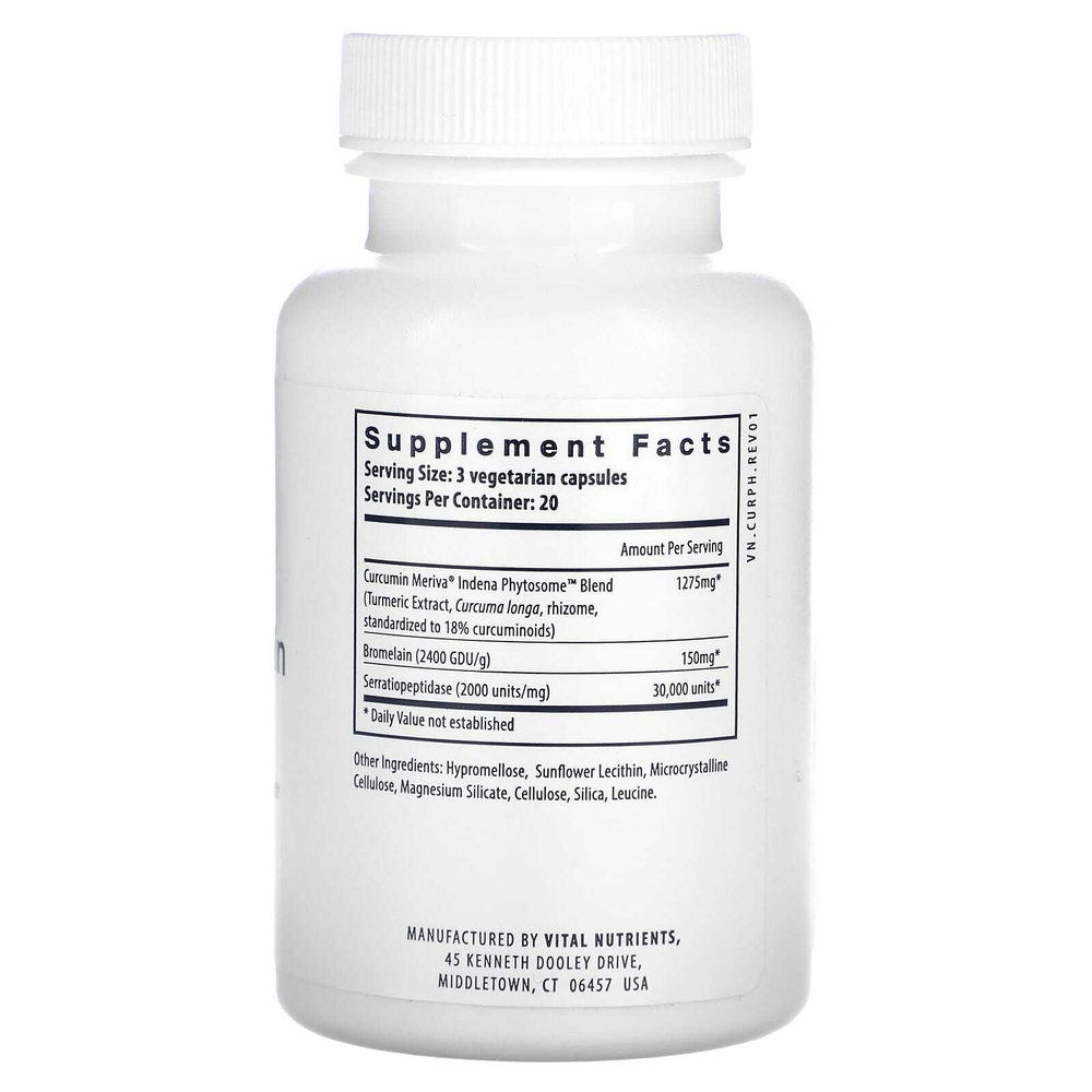 Vital Nutrients, Фитокуркумин с ферментами, 60 вегетарианских капсул