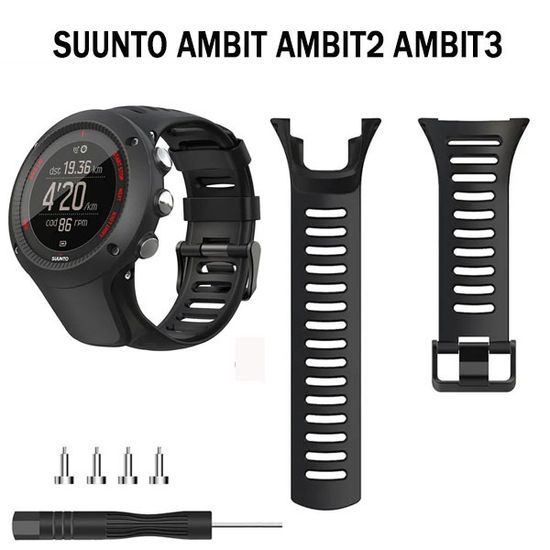 Ремешок для Suunto Ambit , Ambit 2, Ambit 3 силиконовый (Черный)