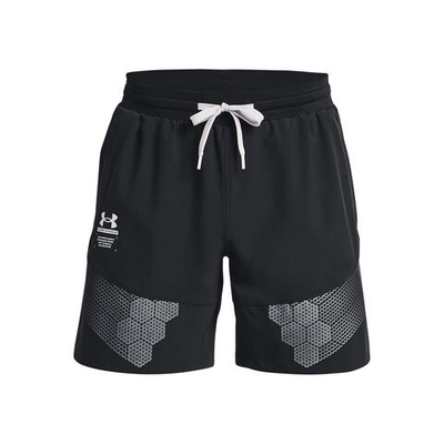 Мужские теннисные шорты Under Armour Armourprint Woven Shorts Men - Black, Silver