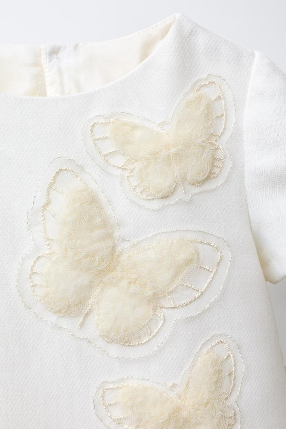 ZARA ПЛАТЬЕ С КОНТРАСТНОЙ ДЕТАЛЬЮ "БАБОЧКА", ЖЕЛТОВАТО-БЕЛЫЙ