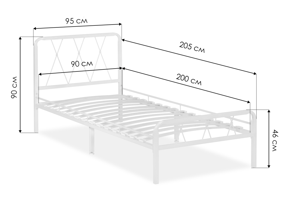 Односпальная кровать Иоханна 18 90х200 белая