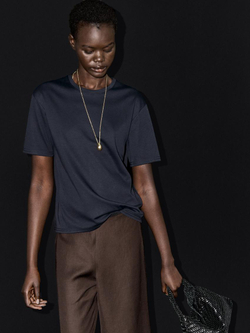 Massimo Dutti Футболка с декоративными швами сзади, темно-синий