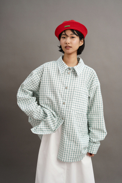 Рубашка оверсайз из фланели, зеленая клетка