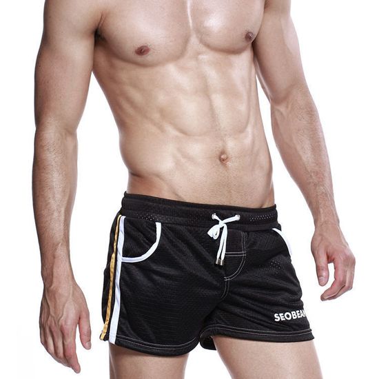 Мужские шорты черные в сетку Seobean Red Sport Shorts Black 40506
