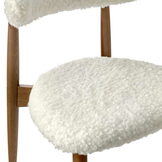 Стул Mod белый искусственный мех с ножками цвета орех