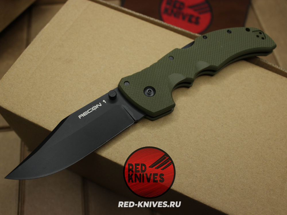 Нож Cold Steel Recon 1 Clip G10 (V2024) - зеленая рук., черный клинок RK/Н83