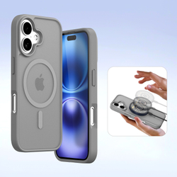Чехол кошелек с MagSafe из TPU кожи серого цвета от Dux Ducis для iPhone 16, серия Lawa Series Case