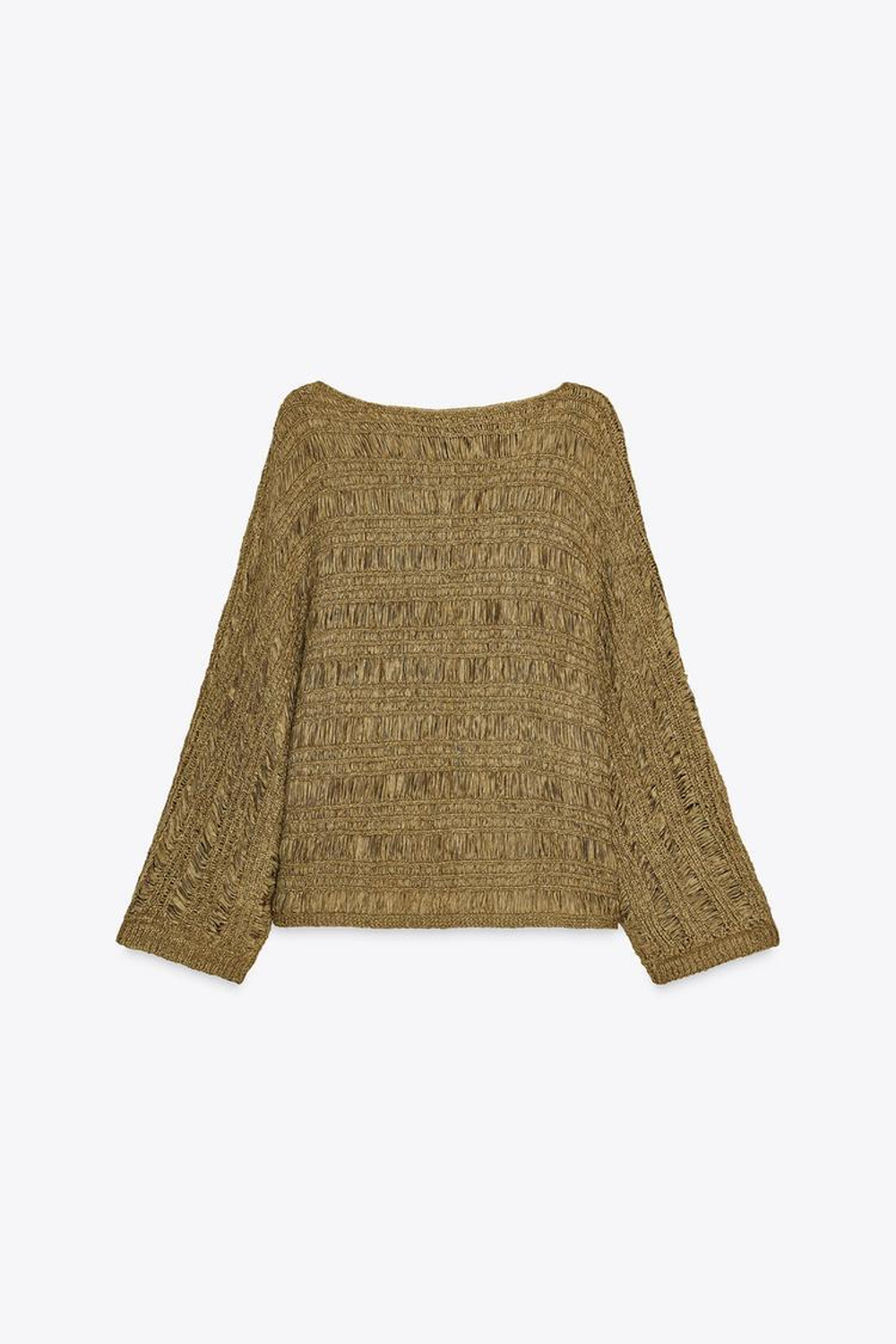 ZARA ВЯЗАНЫЙ ДЖЕМПЕР С ЛЕНТАМИ, ХАКИ