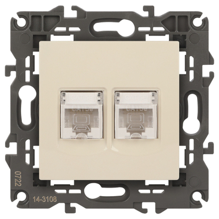 14-3108-02 ЭРА Розетка 2хRJ45, IP20, сл.кость